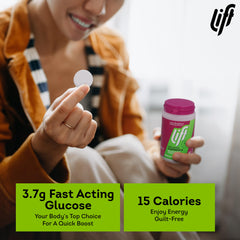 Close-up of Lift Glucose Raspberry jar label showing flavor and ingredients