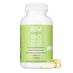 Lifted Naturals spore-based probiotic bottle supports digestion