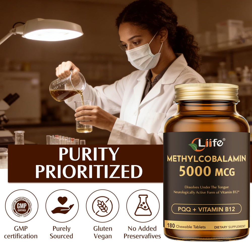 LIIFE B12 PQQ ingredients label communicates active B12 and folate.