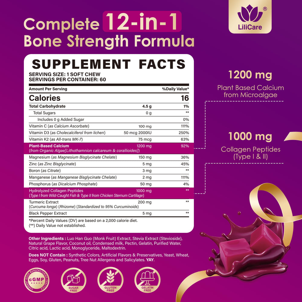 Creamy texture of a LILICARE chew supports easy daily calcium intake.