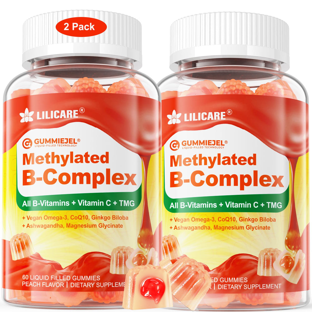 LILICARE B Complex bottle open, ready for a daytime energy boost.
