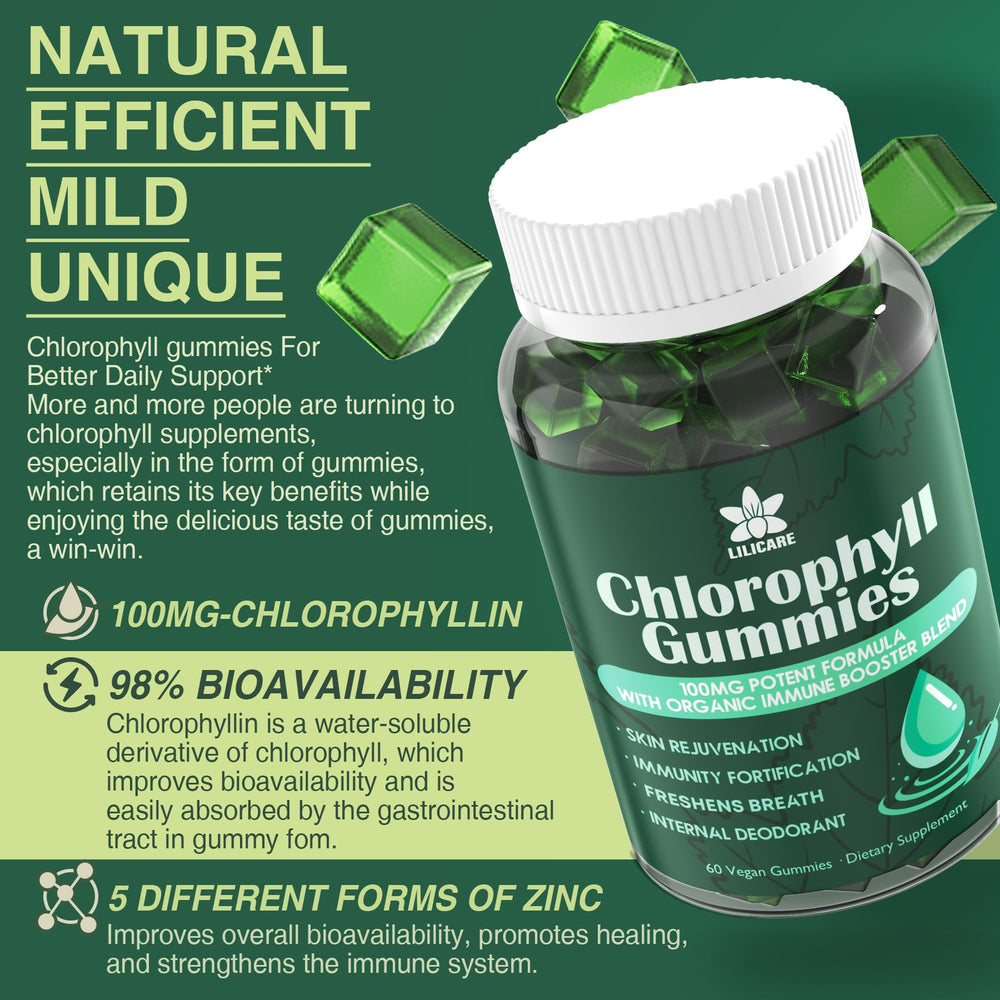 LILICARE Chlorophyll Gummies with sea moss and elderberry for natural immune support
