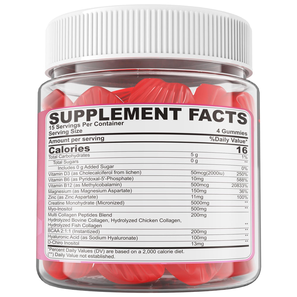 LILICARE Creatine Women Gummies with collagen and BCAAs signals targeted wellness for women.