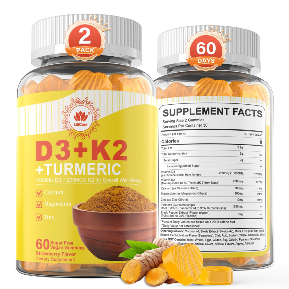 LILICARE Vitamin D3 K2 Gummies jar close-up for bone support