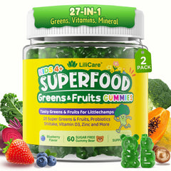 LILICARE Kids Super Greens Gummies pack for daily nutrition and picky eaters.