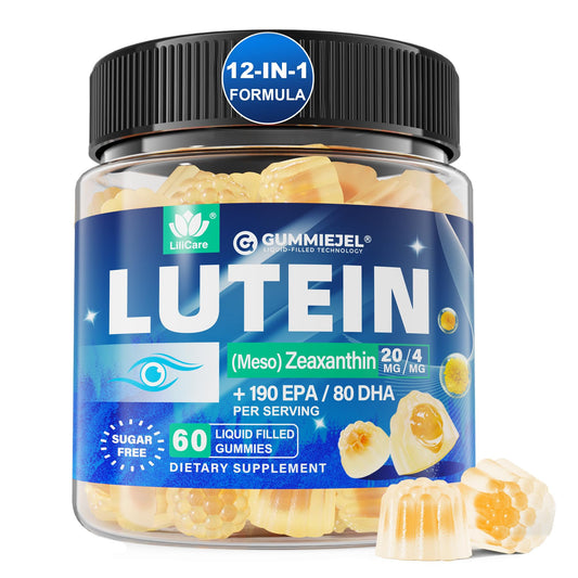 LILICARE lutein-zeaxanthin gummies with blue-light defense for retina support.