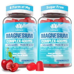 LILICARE Magnesium Complex Gummies bottle displayed with 400 mg calm formula