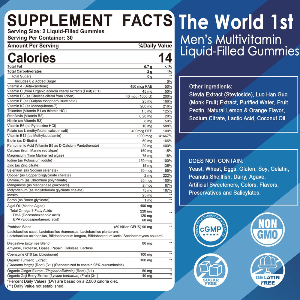 LILICARE gummies pack display highlights convenient daily nutrition for busy men