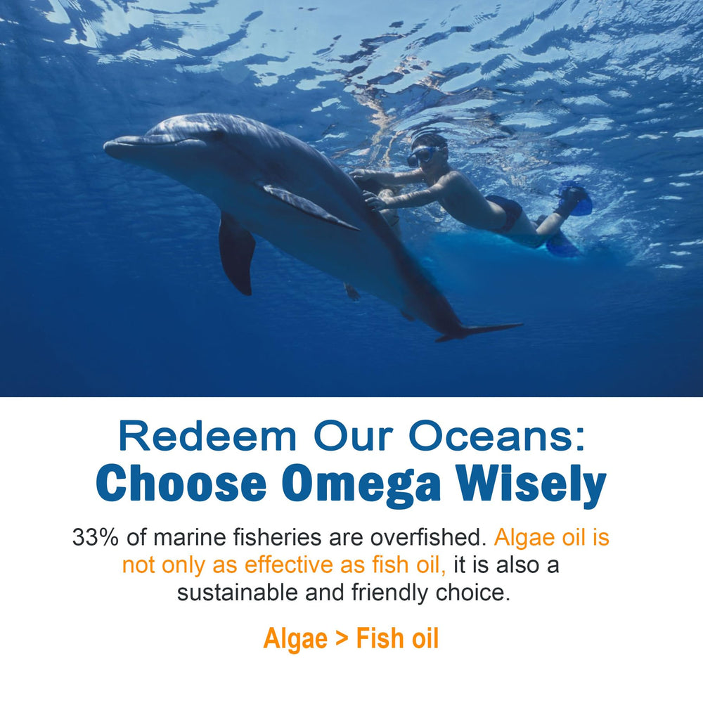 LILICARE no fish taste illustration emphasizing fish-free omega-3