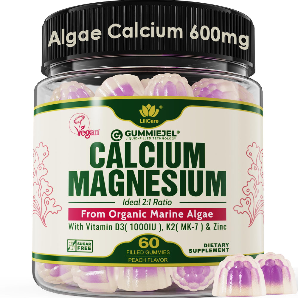 LILICARE plant-based calcium gummies bottle for convenient daily support.