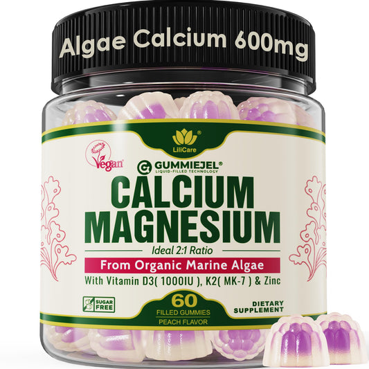 LILICARE plant-based calcium gummies bottle for convenient daily support.