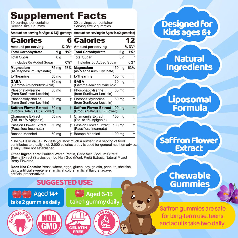 LILICARE gummies texture close-up highlights kid-friendly berry flavor and sugar-free formula.