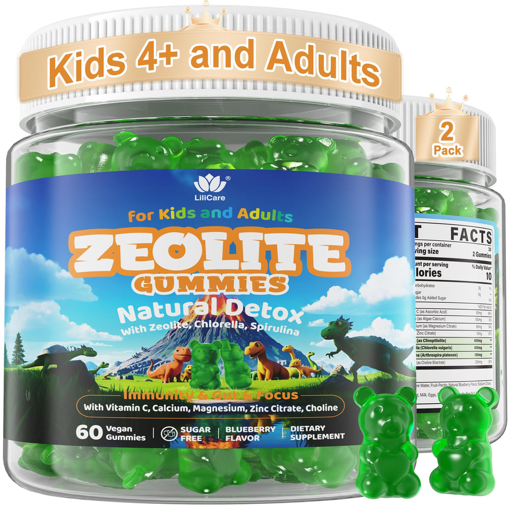LILICARE Zeolite Detox Kids bottle pour for easy daily dosing and family-friendly use.