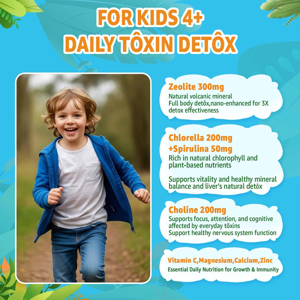 LILICARE Zeolite Detox Kids gummies berry serving emphasizing convenient snacking and daily wellness.