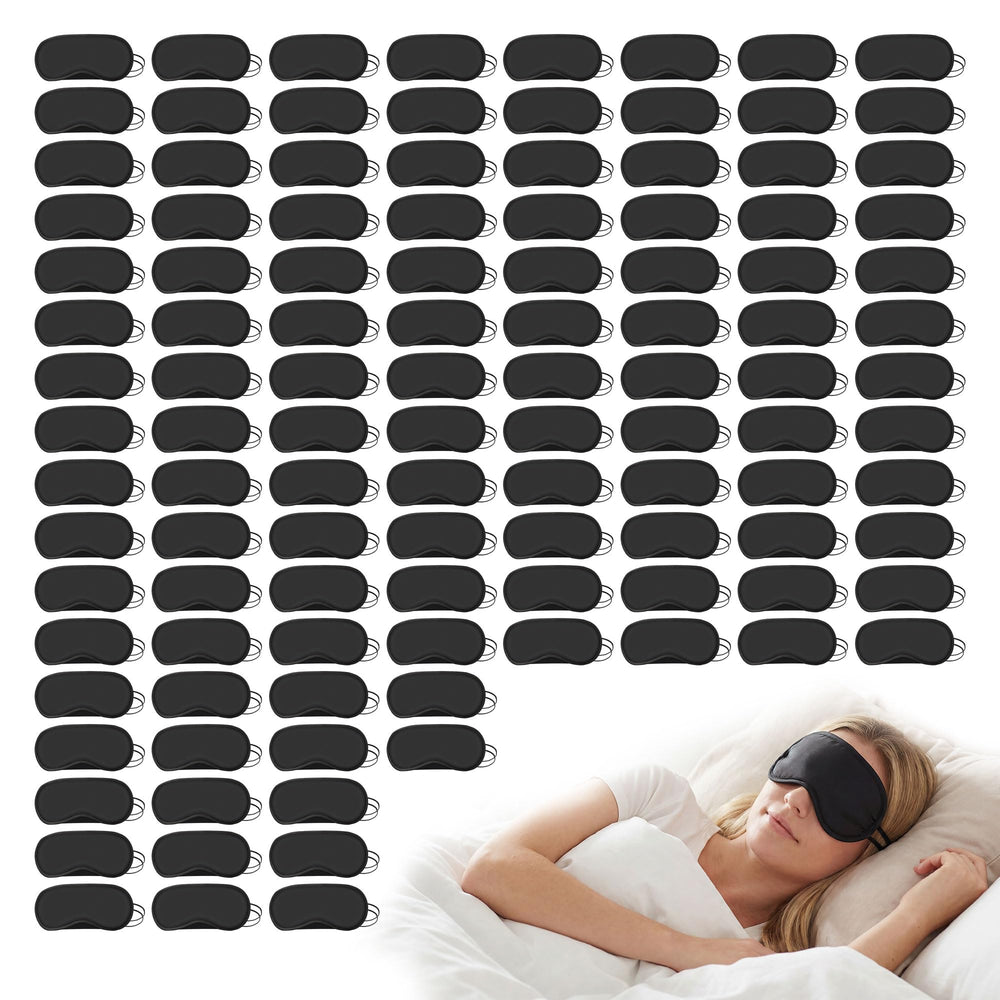 Lilingsty bulk sleep mask, black, with elastic straps for comfortable light blocking on the go.
