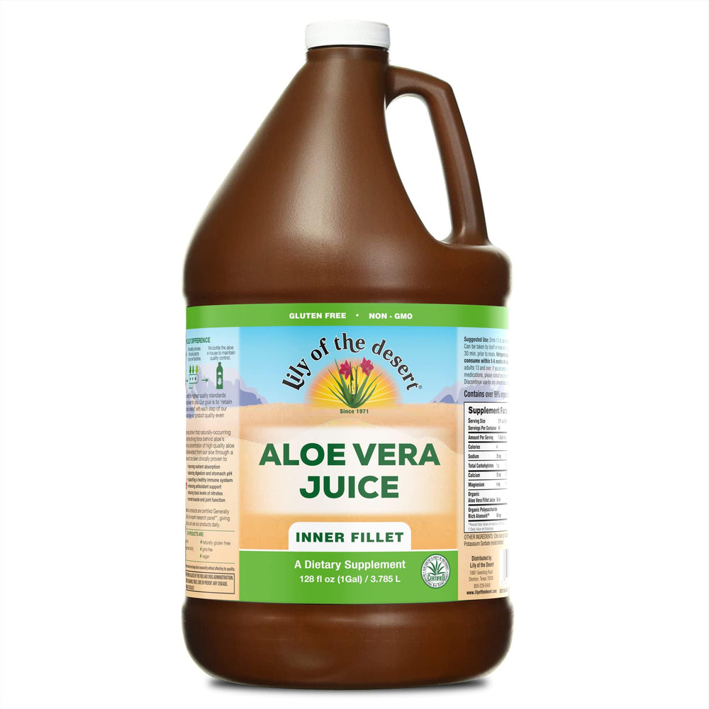 Lily of the Desert inner-fillet aloe juice bottle ready to sip, premium wellness option
