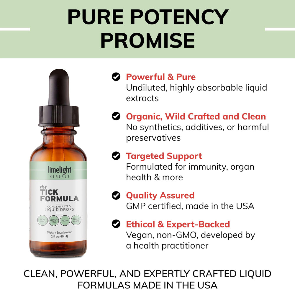LIMELIGHT HERBALS Tick Formula drops added to water for convenient dosing.