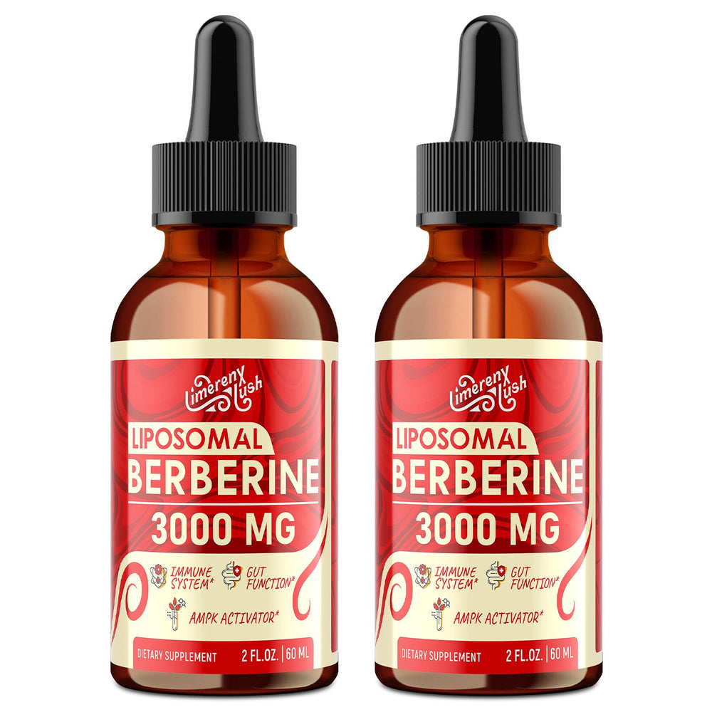 LimerenxLush Liposomal Berberine bottle showing premium absorption and convenience