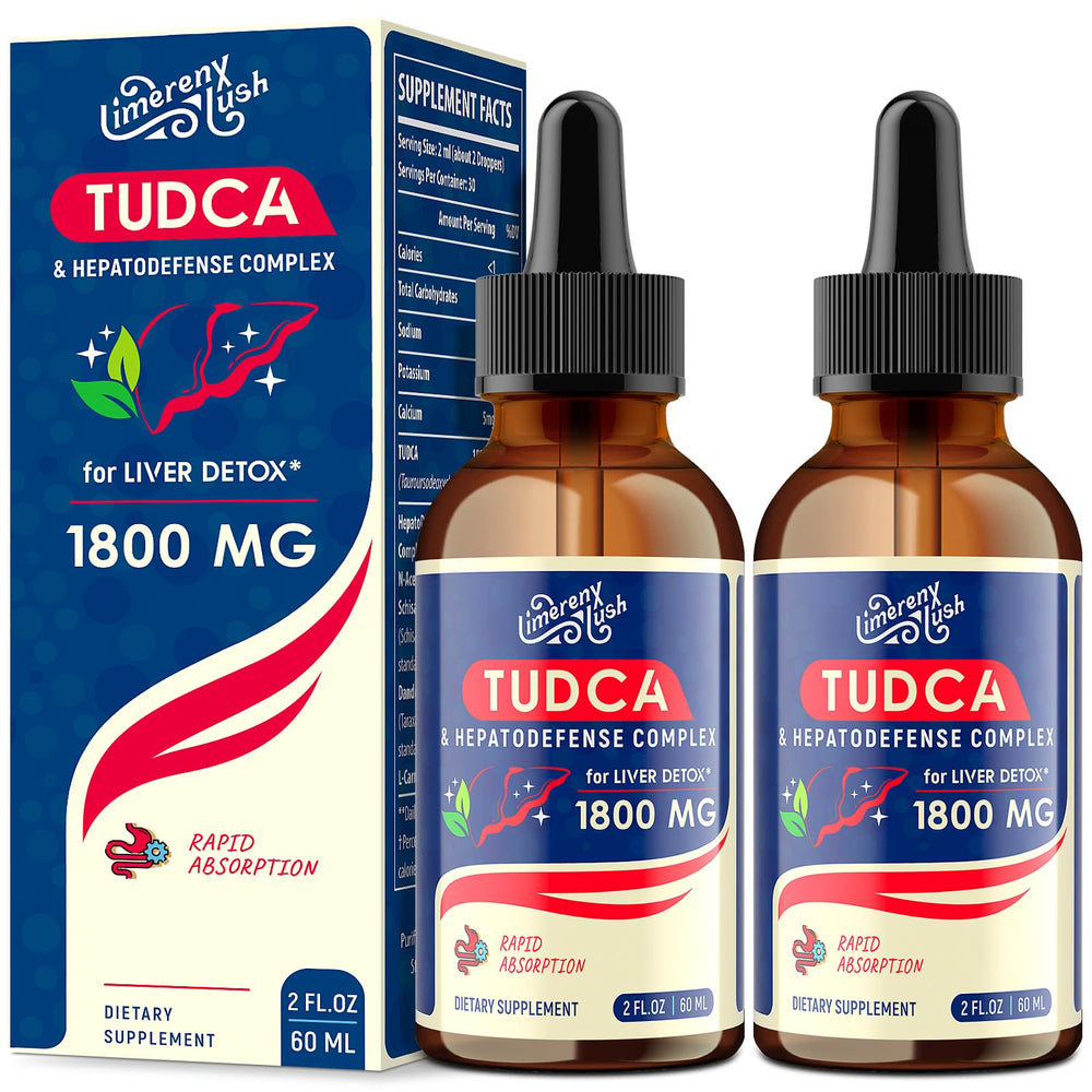 LimerenxLush TUDCA Liver Support Drops bottle pour for easy daily use and fast absorption.