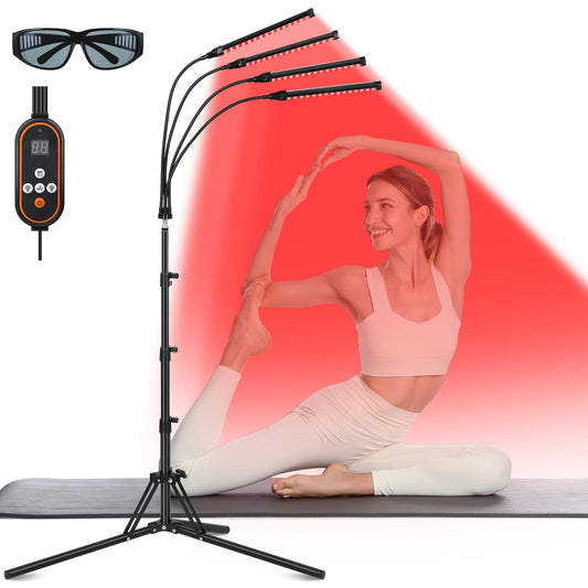 Linidcoud red light therapy lamp with four heads for targeted home skin and muscle care.