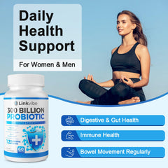 Linkvibe capsules close up emphasizing high potency probiotic blend