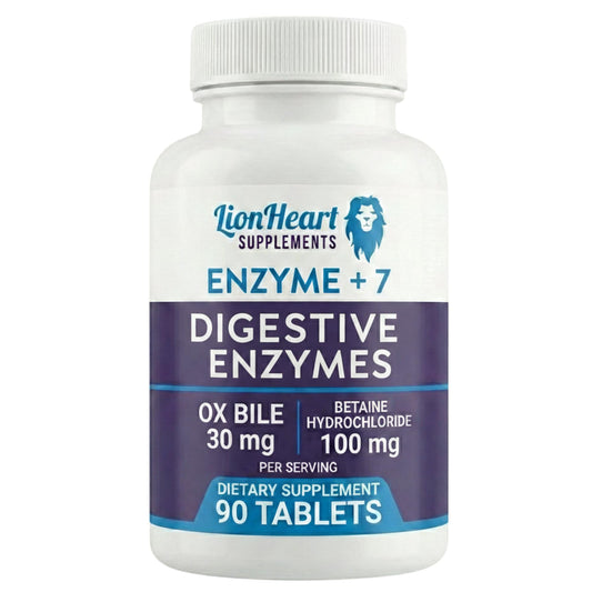 LionHeart Digestive Enzymes bottle for smoother post meal comfort and digestion