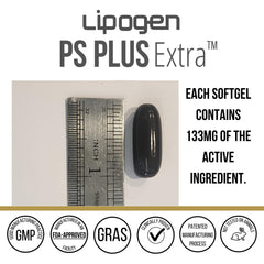 Lipogen PS Plus Extra ingredient chart emphasizes PS and PA synergy.