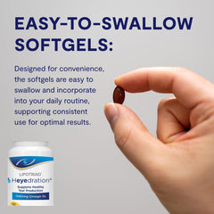 Heyedration bottle with dosage concept for two softgels daily intake