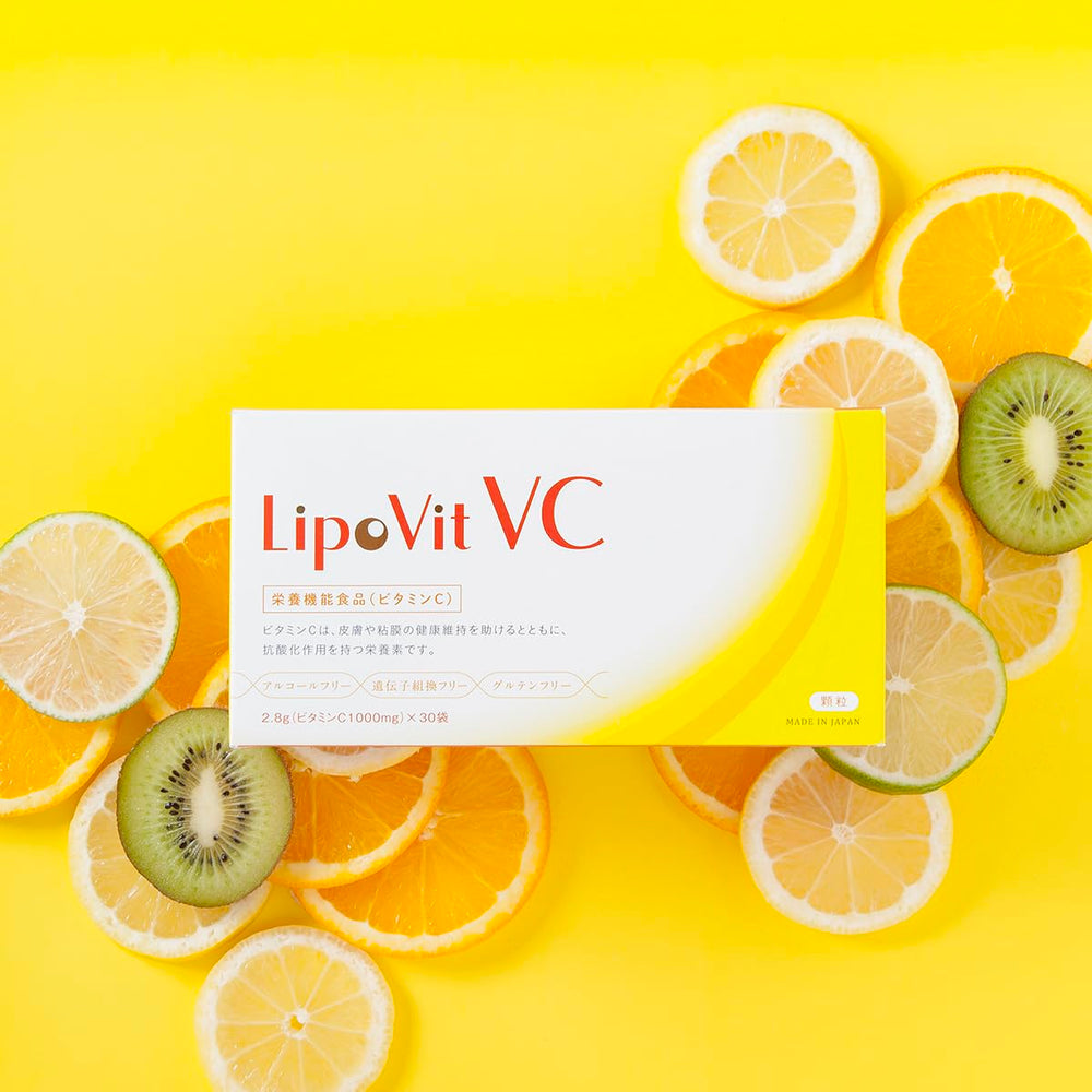 Glass of water showing dissolved LipoVit VC vitamin C