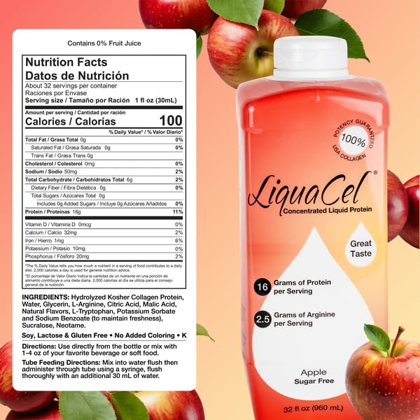 LiquaCel Apple liquid protein pouring into glass for quick on-the-go use