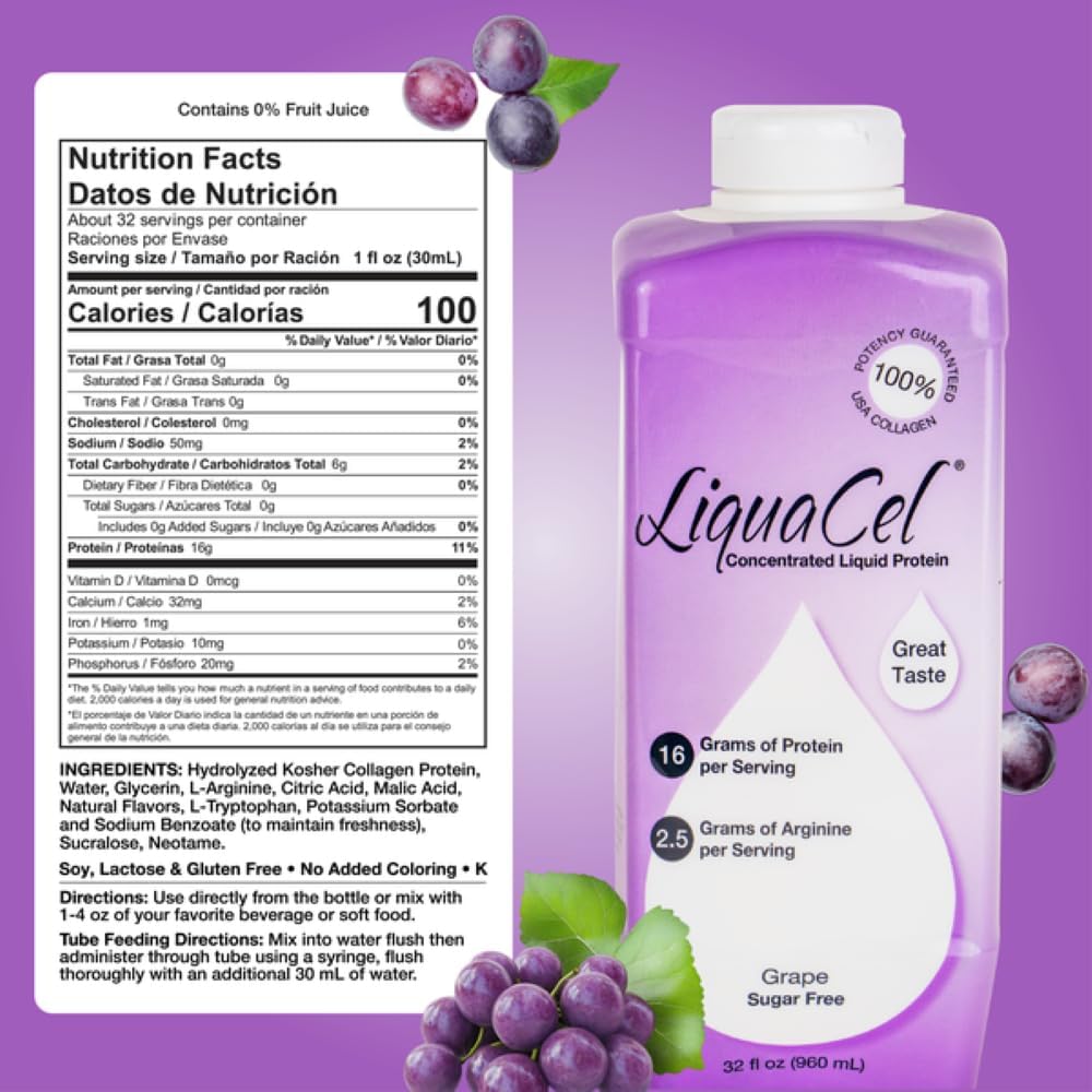 LiquaCel grape pour shows ready-to-make convenience for quick protein boosts.