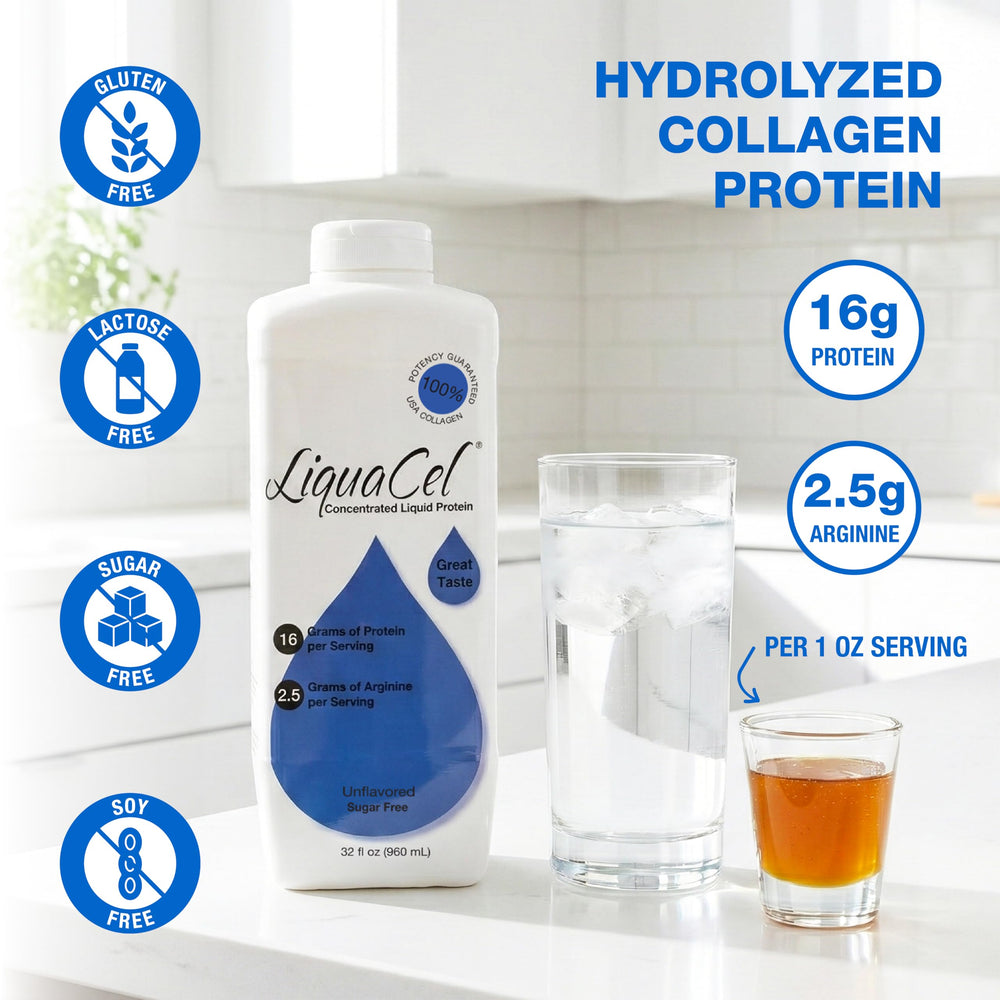 LiquaCel label close-up highlights hydrolyzed collagen ingredients