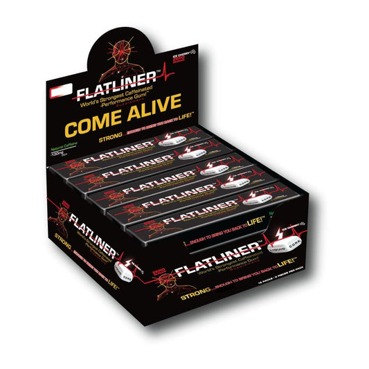 Liquid Core FLATLINER Ice Cherry gum pack designed for on-the-go energy.