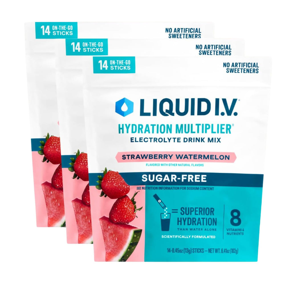 Liquid I.V. Hydration Multiplier Sugar Free Strawberry Watermelon packet for on-the-go hydration