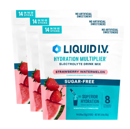 Liquid I.V. Hydration Multiplier Sugar Free Strawberry Watermelon packet for on-the-go hydration