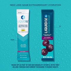 Liquid I.V. Acai Berry prepared drink in glass ready to sip for hydration