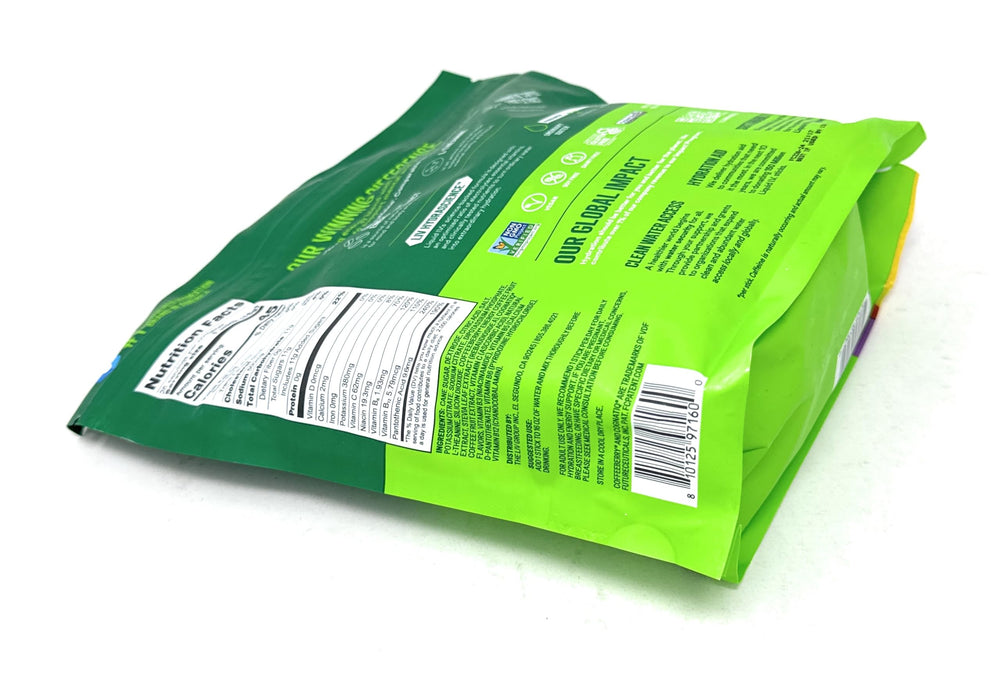 Liquid I.V. Hydration Multiplier label closeup shows vitamins and electrolytes.
