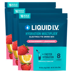 Liquid I.V. Hydration Multiplier Strawberry Lemonade 3-pack front view for easy hydration