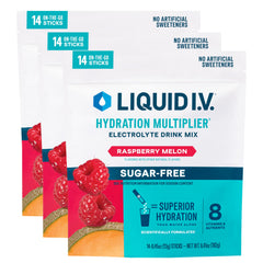 Liquid I.V Raspberry Melon sugar-free packets for quick on-the-go hydration