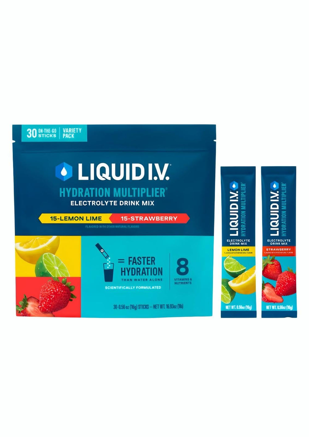 Liquid I.V. Hydration Multiplier variety pack packets for on-the-go hydration.