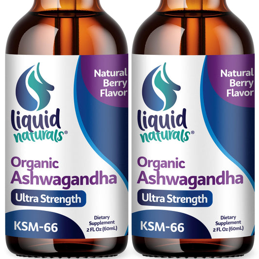Liquid Naturals Ashwagandha Drops berry bottle for daily wellness