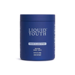 LIQUID YOUTH collagen powder in bottle, unflavored, easy to add to beverages for daily support