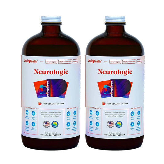 LIQUIDHEALTH Neurologic Focus bottle on kitchen counter for daily cognitive support