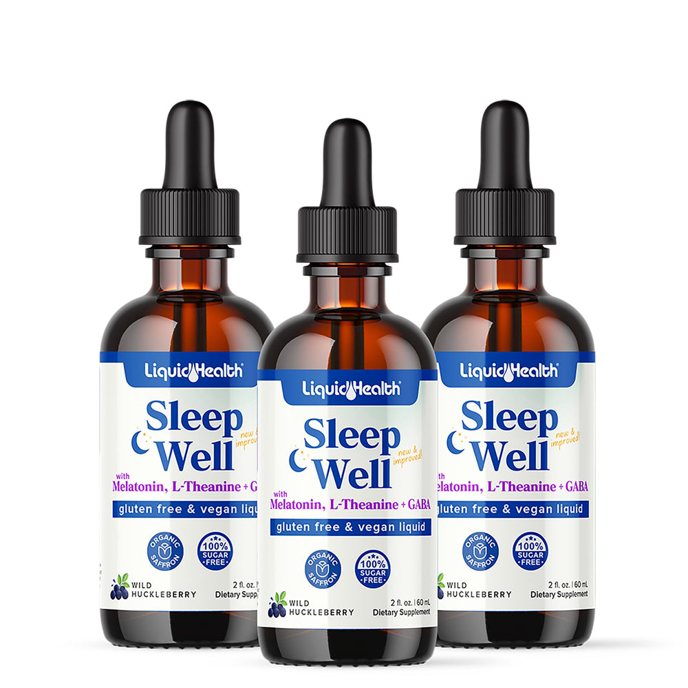 LIQUIDHEALTH Sleep Well bottle with melatonin drops for restful sleep