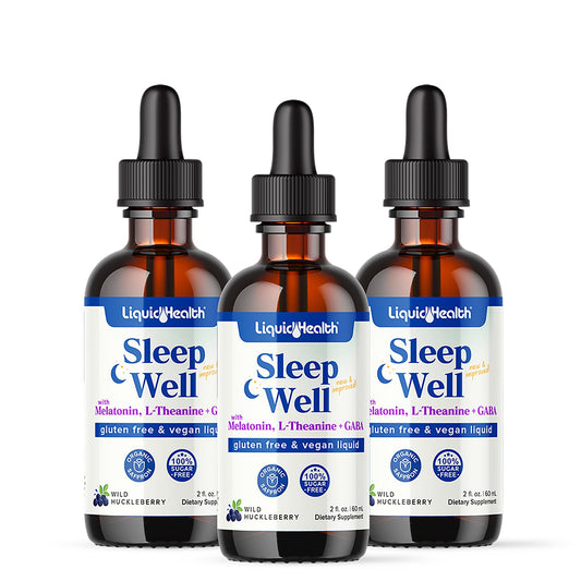 LIQUIDHEALTH Sleep Well bottle with melatonin drops for restful sleep