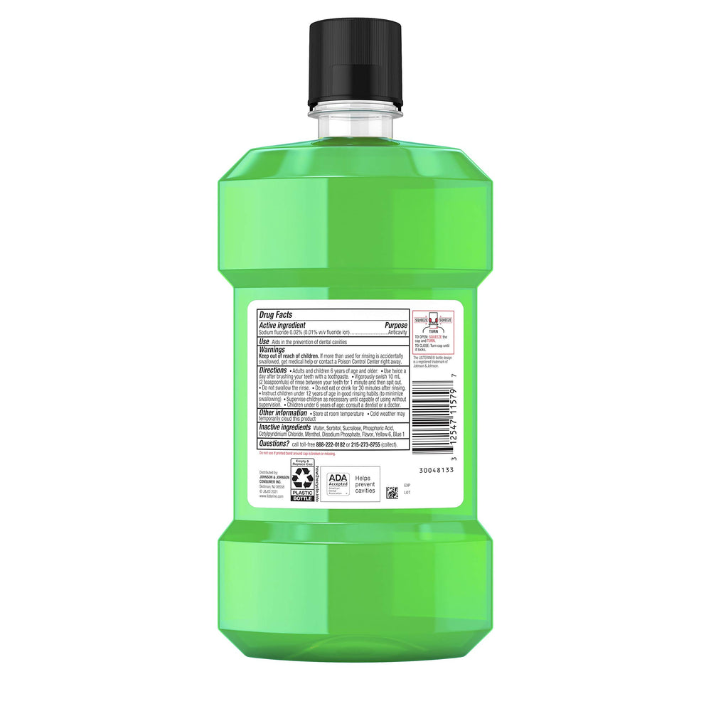 Listerine Smart Rinse Kids dosage directions show 1-minute rinse.