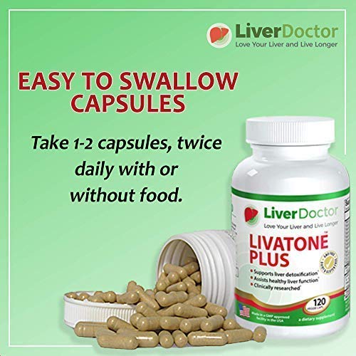Livatone Plus daily dosage image showing two capsules per serving