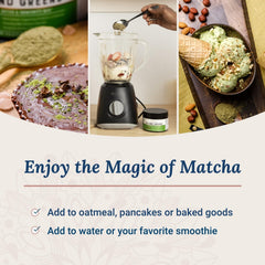 Live Conscious Beyond Greens Matcha pour shows a smooth, energizing drink ready to enjoy.