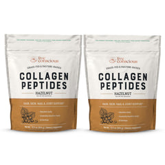 Live Conscious Collagen Hazelnut powder bottle ready to mix for skin and hair support.