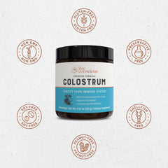 Graphic depicting gut health and immune support with Live Conscious Colostrum.